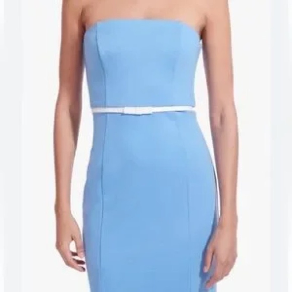 Elegant Blue Strapless Dress - Picture 2 of 4